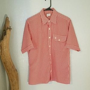 Christian Dior red and white button down top